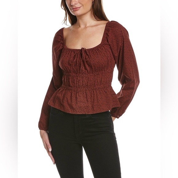 NATION LTD NWT size M Gianna Elastic Waist Blouse 100% Pima Cotton - Picture 1 of 6